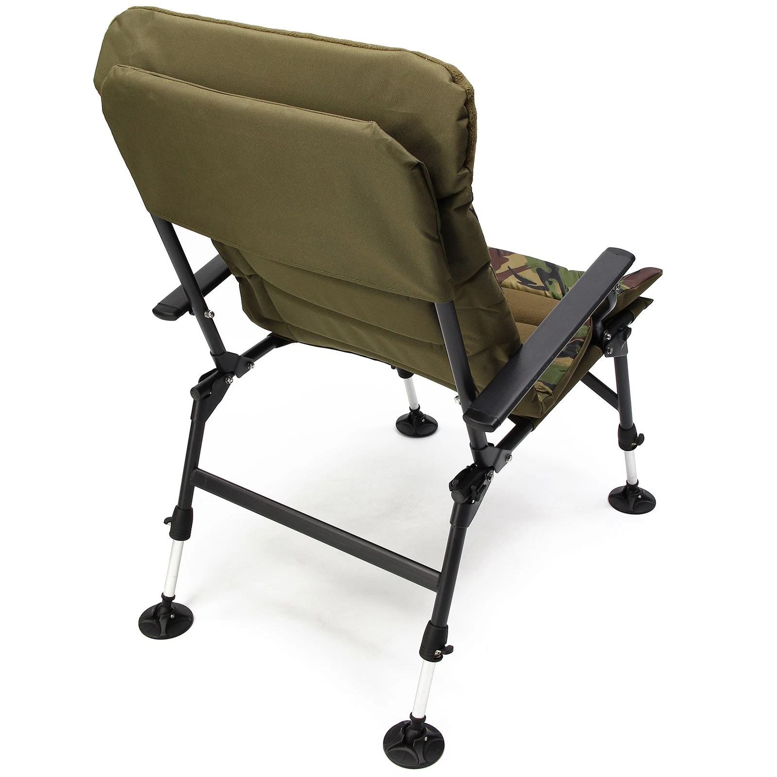 Carp Fishing Padded High Back Chair + Armrest Adjustable Mud Feet Camo - Image 2
