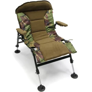 Carp Fishing Padded Chair With Armrest Adjustable Mud Feet Camo